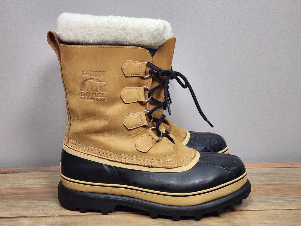 Sorel Caribou Mens Waterproof Winter Snow Boots Buff Tan NM1000-281 Size 11